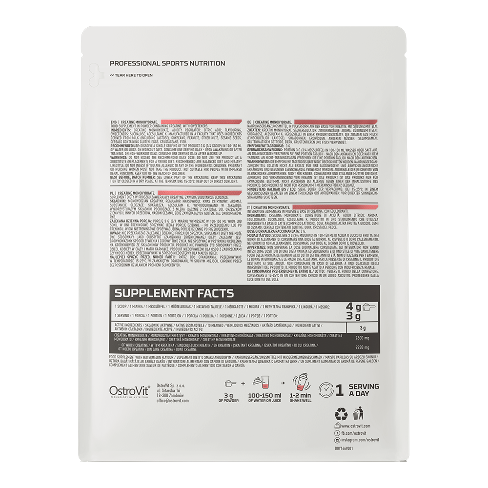 OstroVit Kreatin Monohydrate 500g Vannmelon