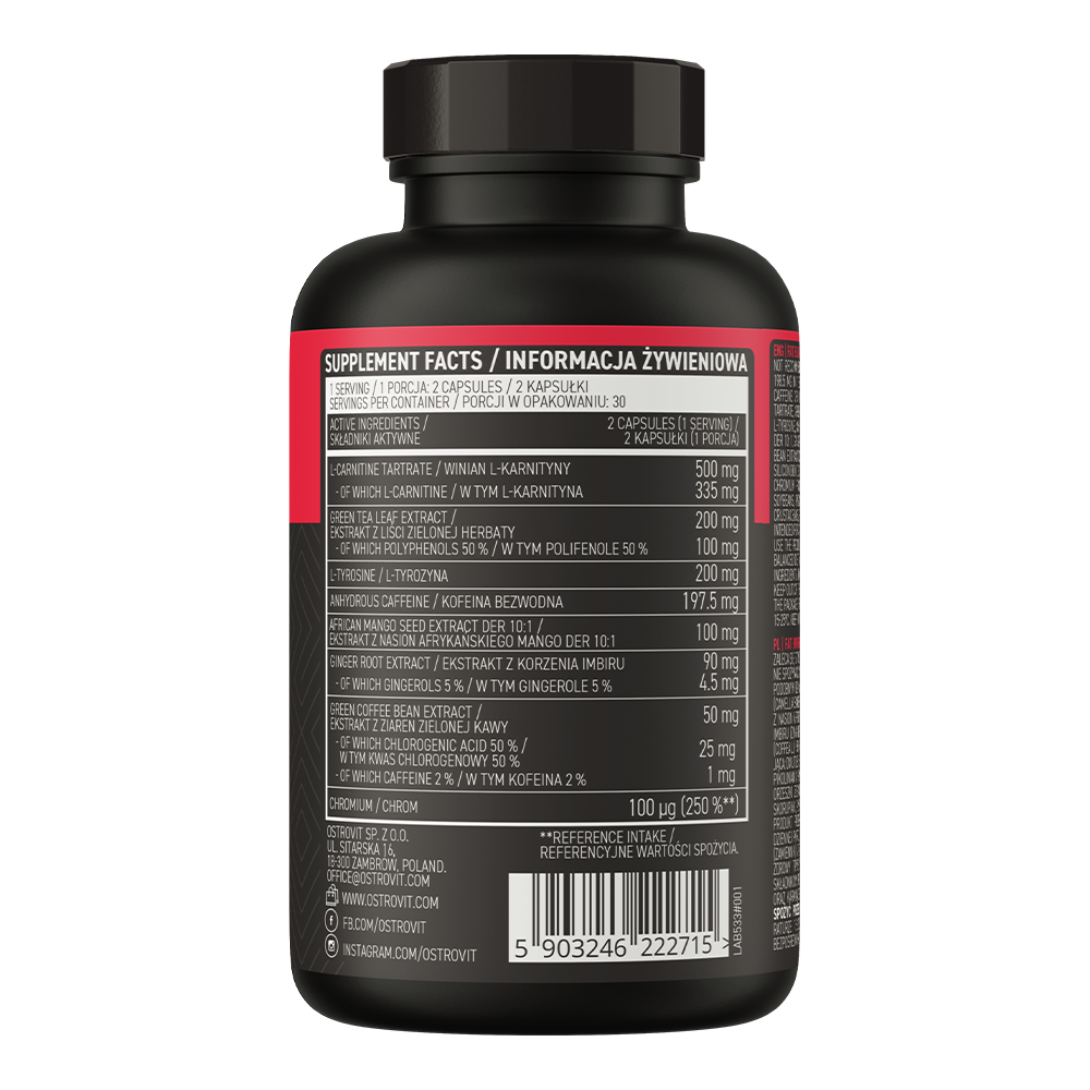 Fat Burner for kvinner 60 kapsler Et preparat for kvinner som inneholder L-karnitin og 7 andre verdifulle forbindelser.