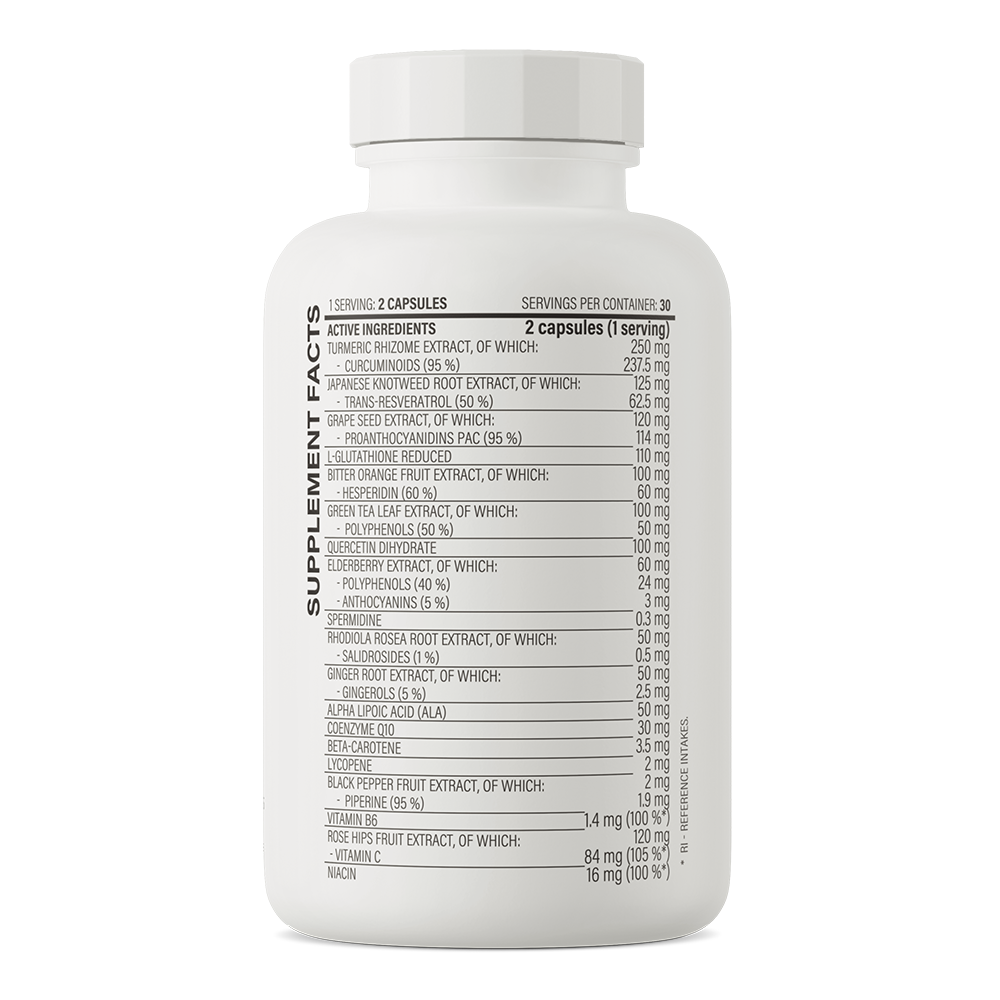 OstroVit 17 Antioxidants 60 kapsler Et komplekst tilskudd med 17 forbindelser med antioksidantpotensial