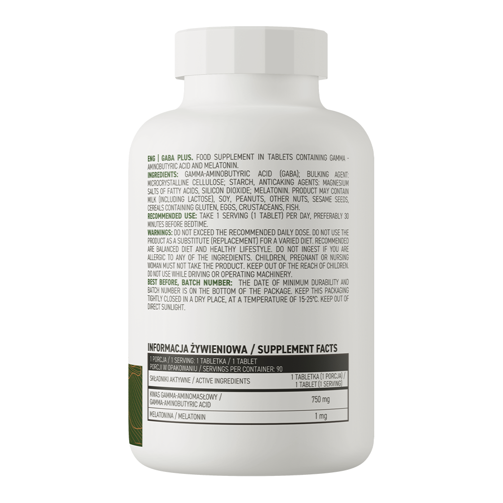 OstroVit GABA plus VEGE 90 tabletter Kosttilskudd med gamma-aminosmørsyre (GABA), beriket med melatonin