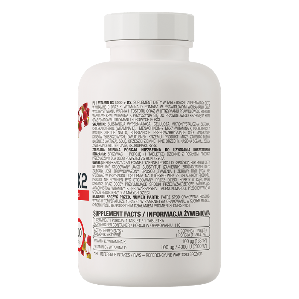Vitamin D3 4000 IE + K2 110 tabletter