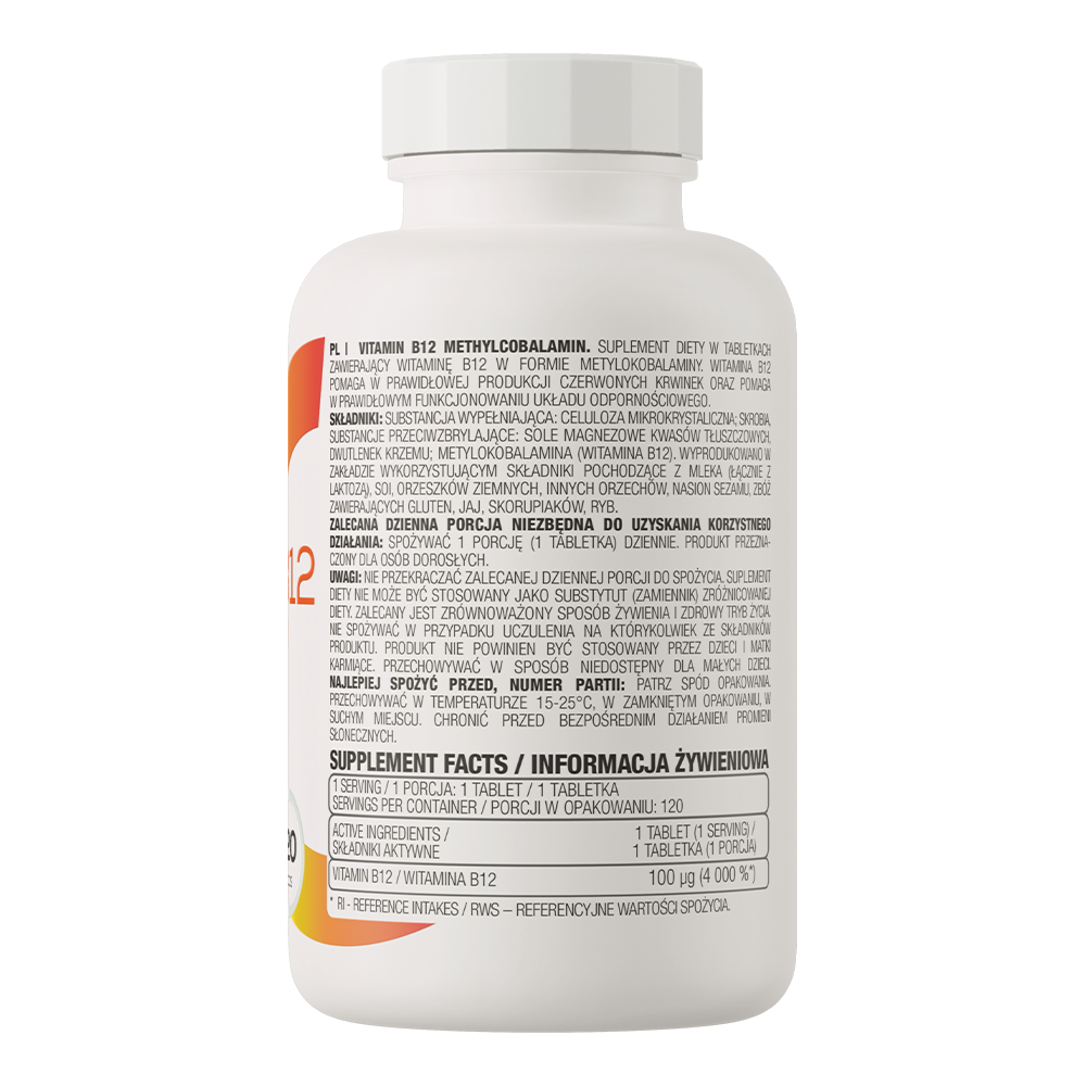 Vitamin B12 Metylkobalamin 100 µg – 120 tabletter