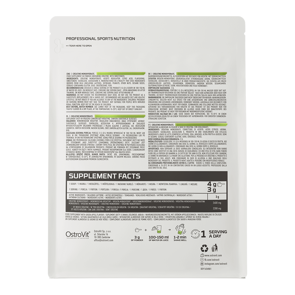 OstroVit Kreatin monohydrate 300 g grønt eple.