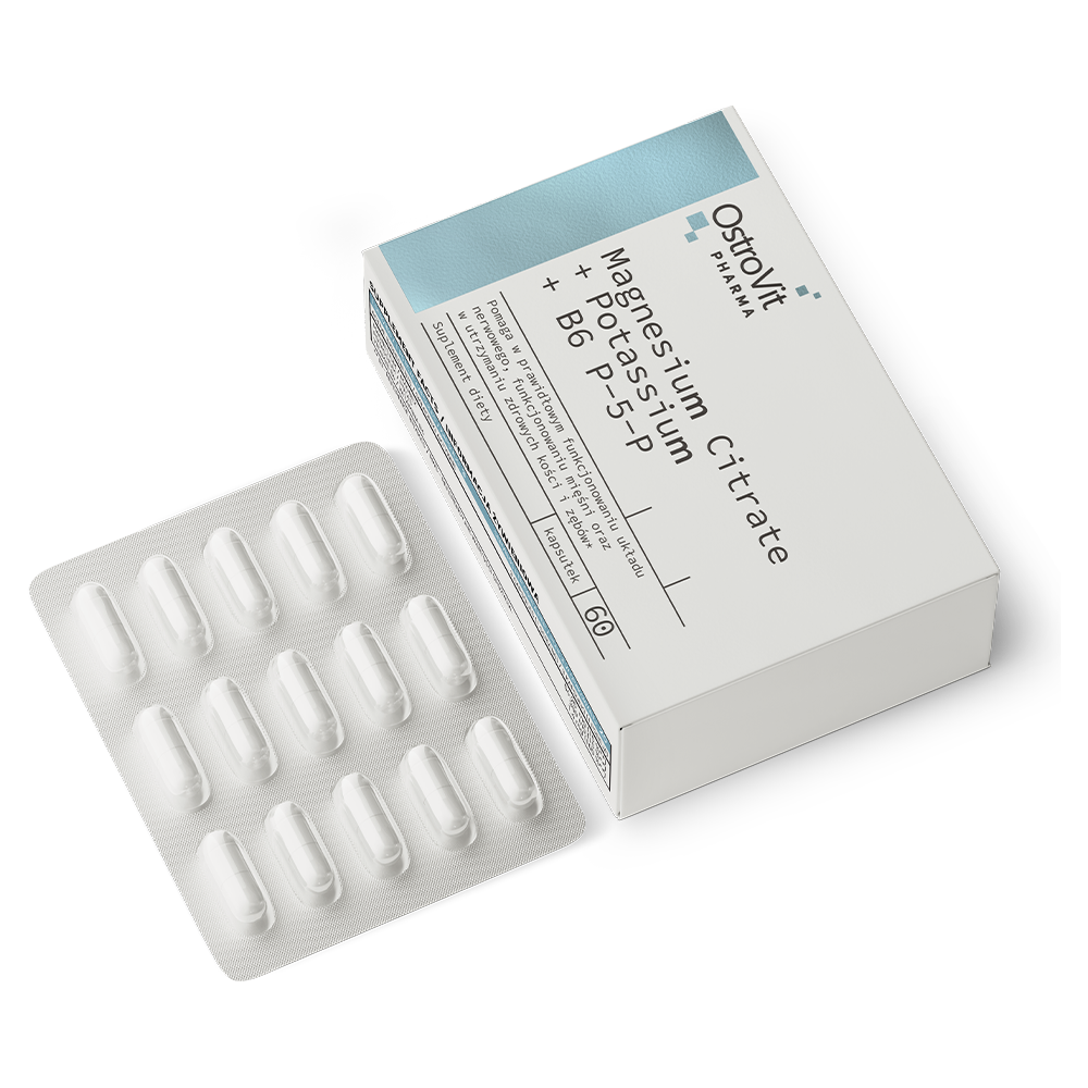 OstroVit Pharma Magnesiumsitrat + Kalium + B6 P-5-P 60 kapsler