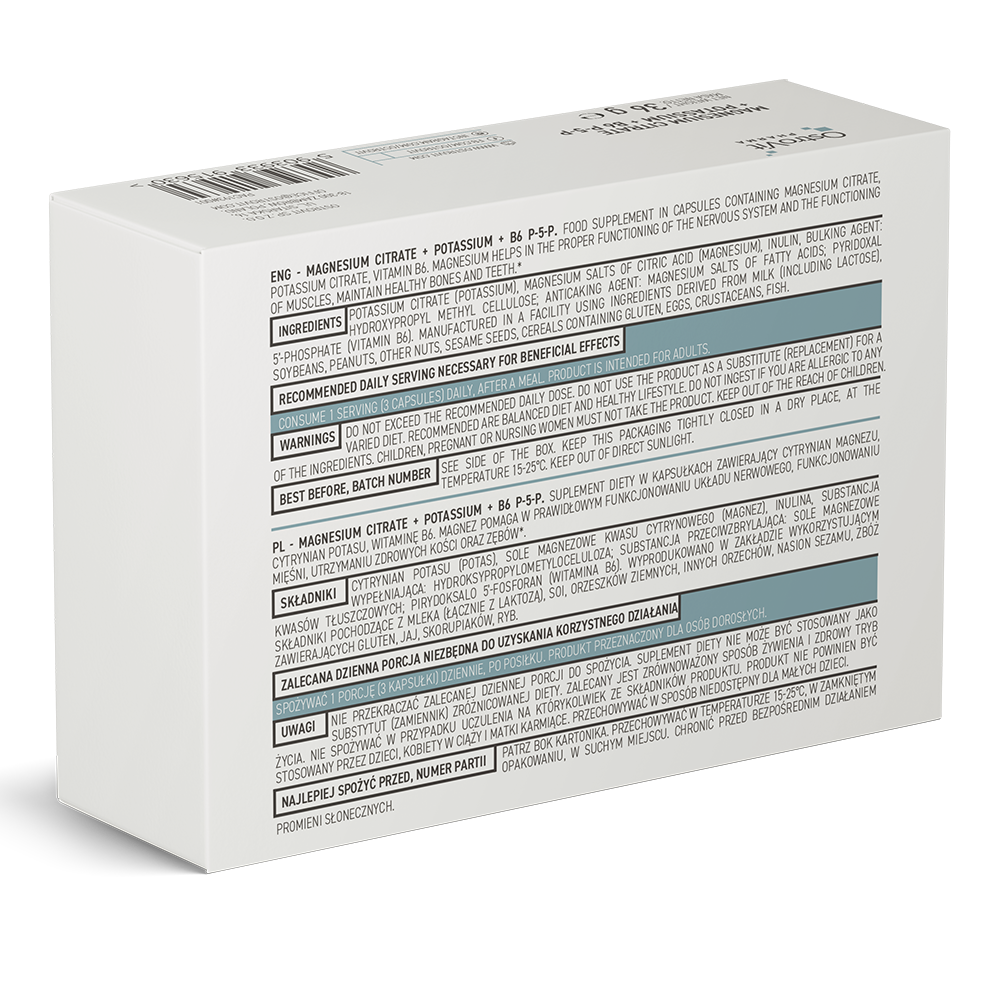 OstroVit Pharma Magnesiumsitrat + Kalium + B6 P-5-P 60 kapsler