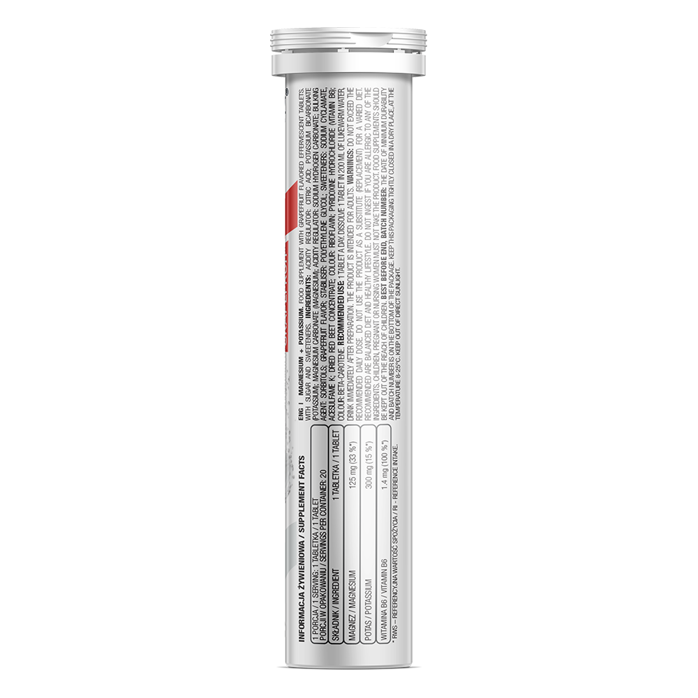 OstroVit Magnesium + Kalium 20 brusetabletter, grapefruktsmak