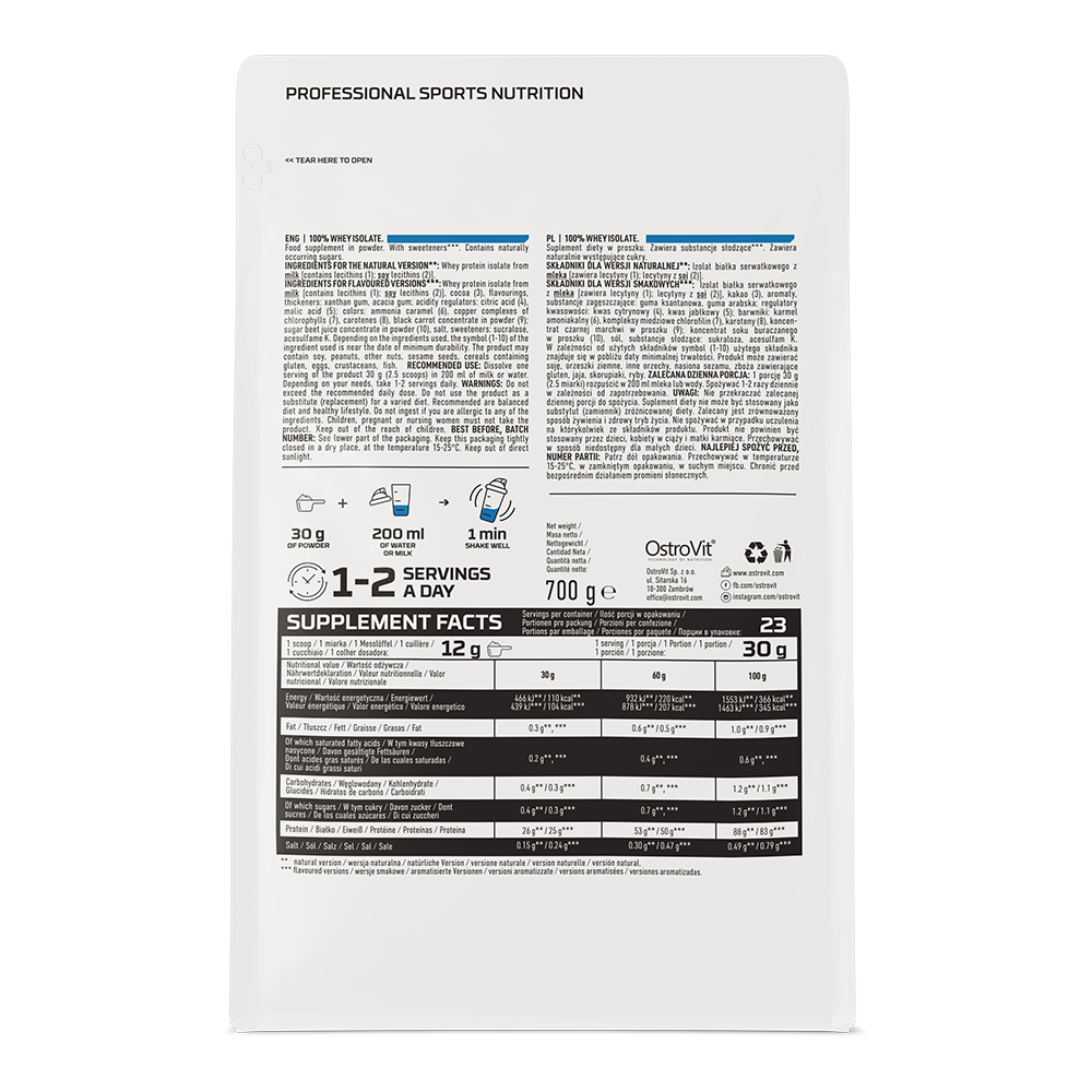 OstroVit 100% Whey Isolate 700g Kokos-krem