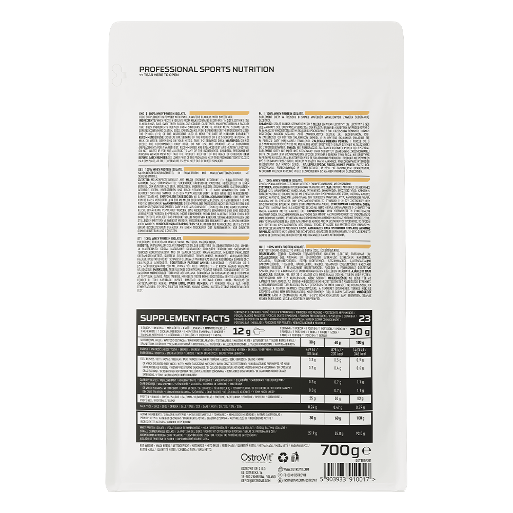 OstroVit 100% Whey Isolate 700g vaniljevaffe