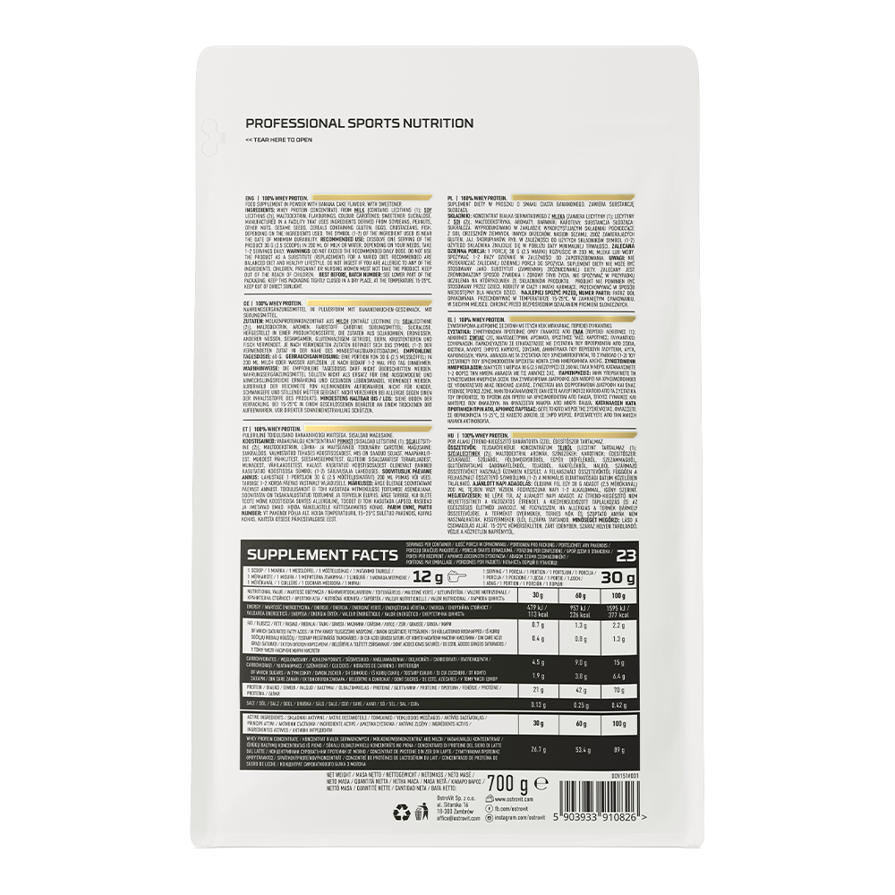 OstroVit 100 % Whey Protein 700 g Bananakake