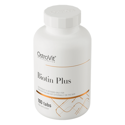OstroVit Biotin Plus 100 tabletter  Kosttilskudd med biotin, beriket med sink, selen og folsyre.