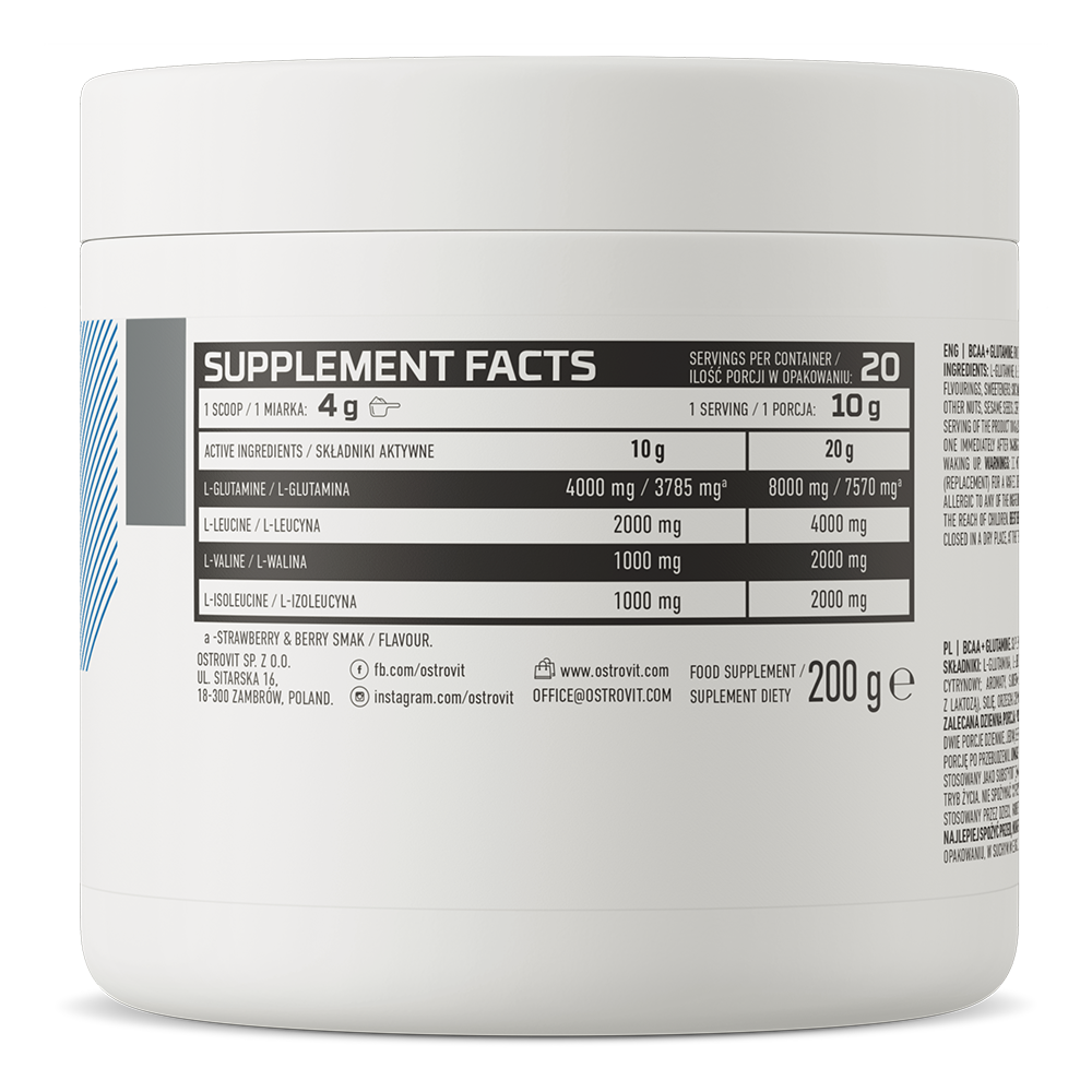 OstroVit BCAA + Glutamin 200g Appelsin