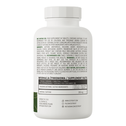 OstroVit Koffein 200 mg VEGE 200 tabletter