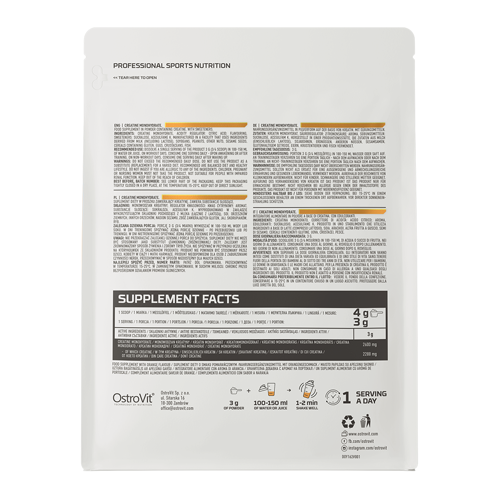 OstroVit Kreatin Monohydrate 300g Appelsin
