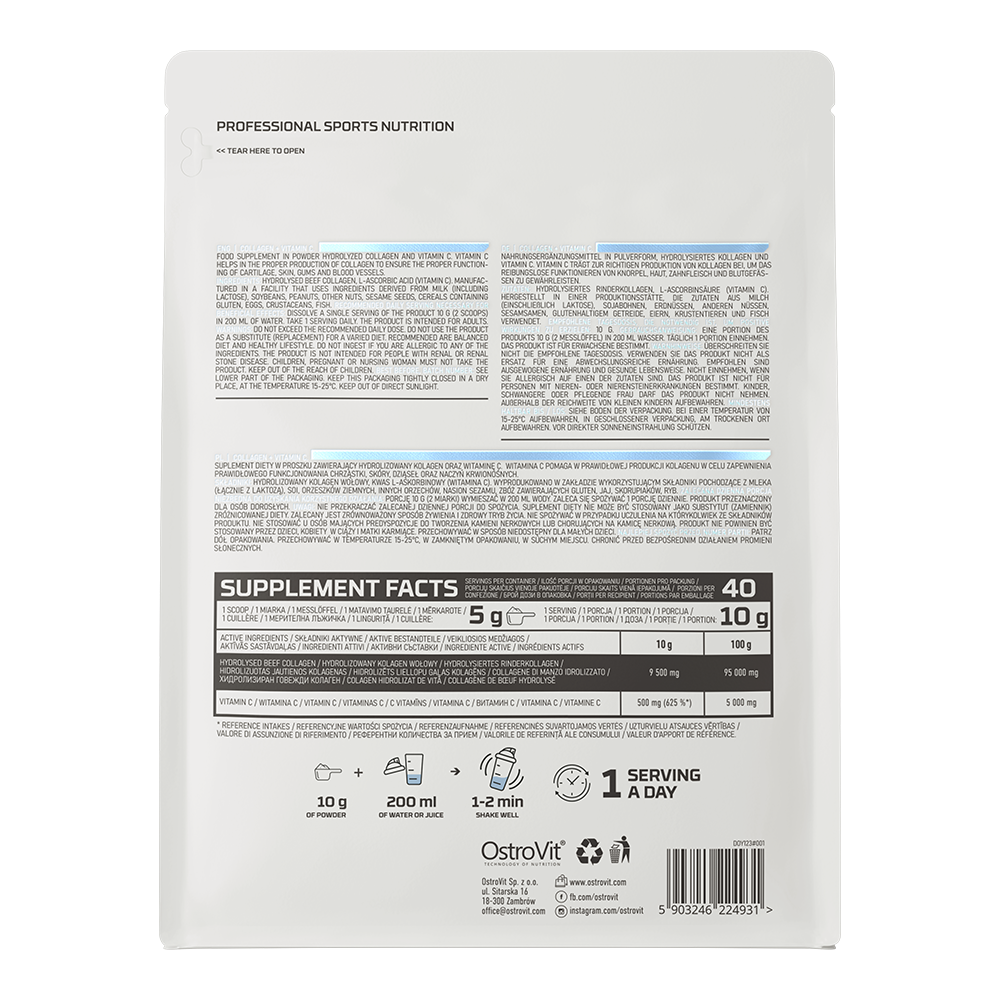 OstroVit Kollagen + Vitamin C 400 g naturlig