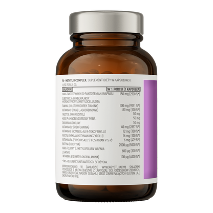 OstroVit Pharma Methyl B-Complex – 30 kapsler Kilde til biotilgjengelige former av B-vitaminer, beriket med 4 verdifulle forbindelser.