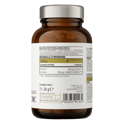 OstroVit Pharma D3 4000 IU + K2 MK-7 – 90 tabletter