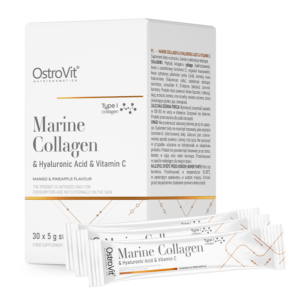 OstroVit Marine kollagen + Hyaluronsyre + Vitamin C 5 g x 30 BOX mango med ananas