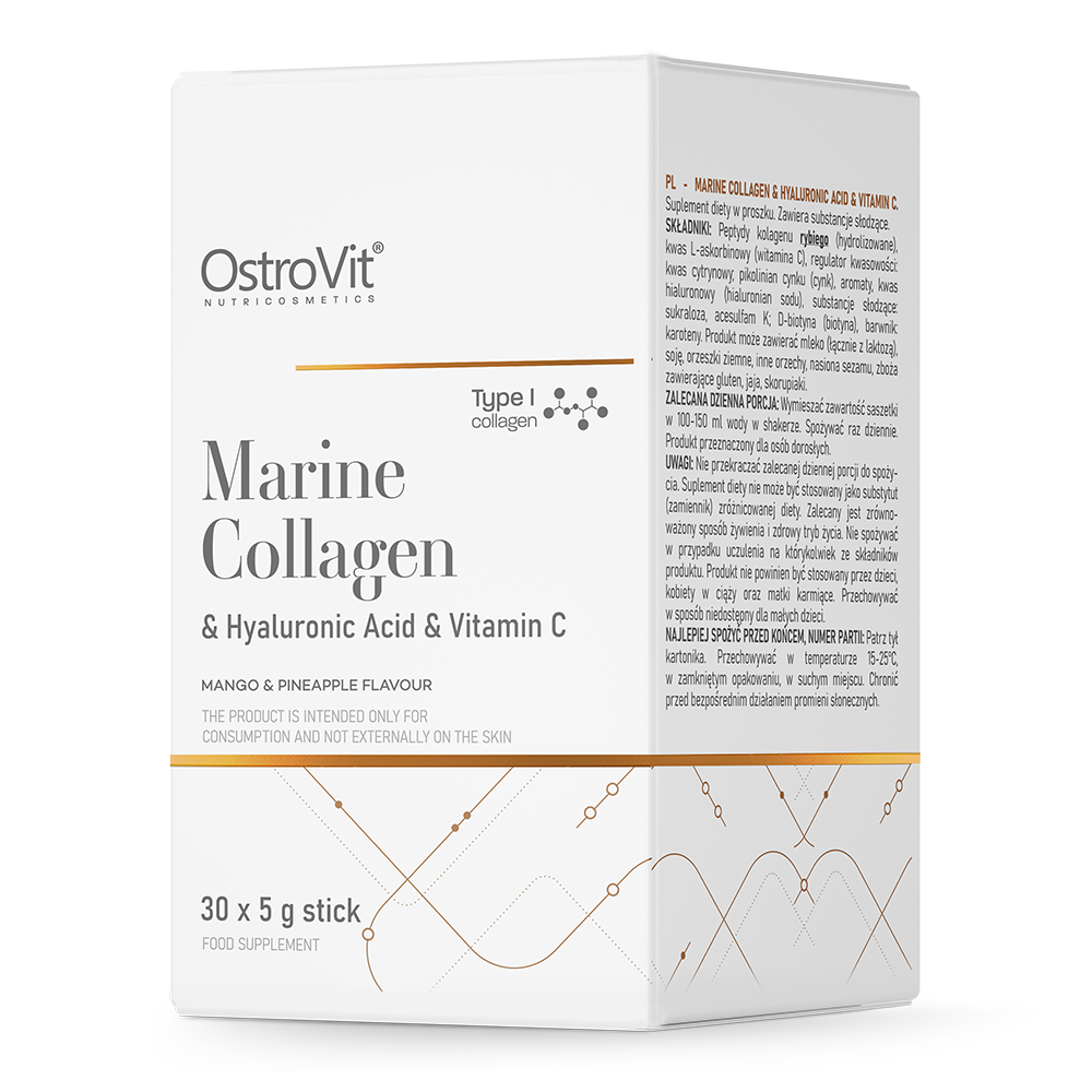 OstroVit Marine kollagen + Hyaluronsyre + Vitamin C 5 g x 30 BOX mango med ananas