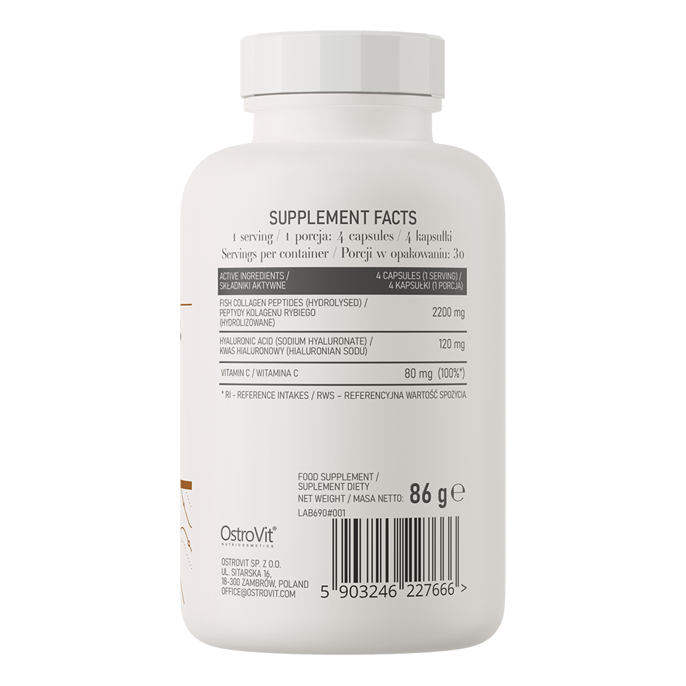OstroVit Marine Kollagen + Hyaluronsyre + Vitamin C 120 kapsler
