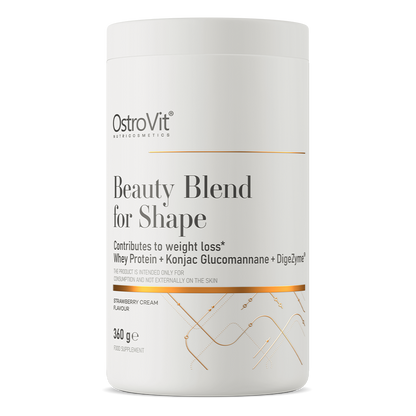 OstroVit Beauty Blend for Shape 360 g  kremet jordbær Proteinkilde, inneholder også konjak-glukomannan og DigeZyme®-kompleks