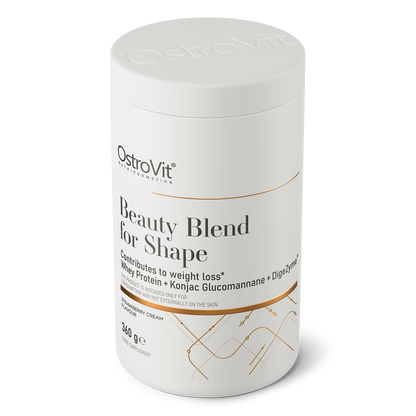 OstroVit Beauty Blend for Shape 360 g  kremet jordbær Proteinkilde, inneholder også konjak-glukomannan og DigeZyme®-kompleks