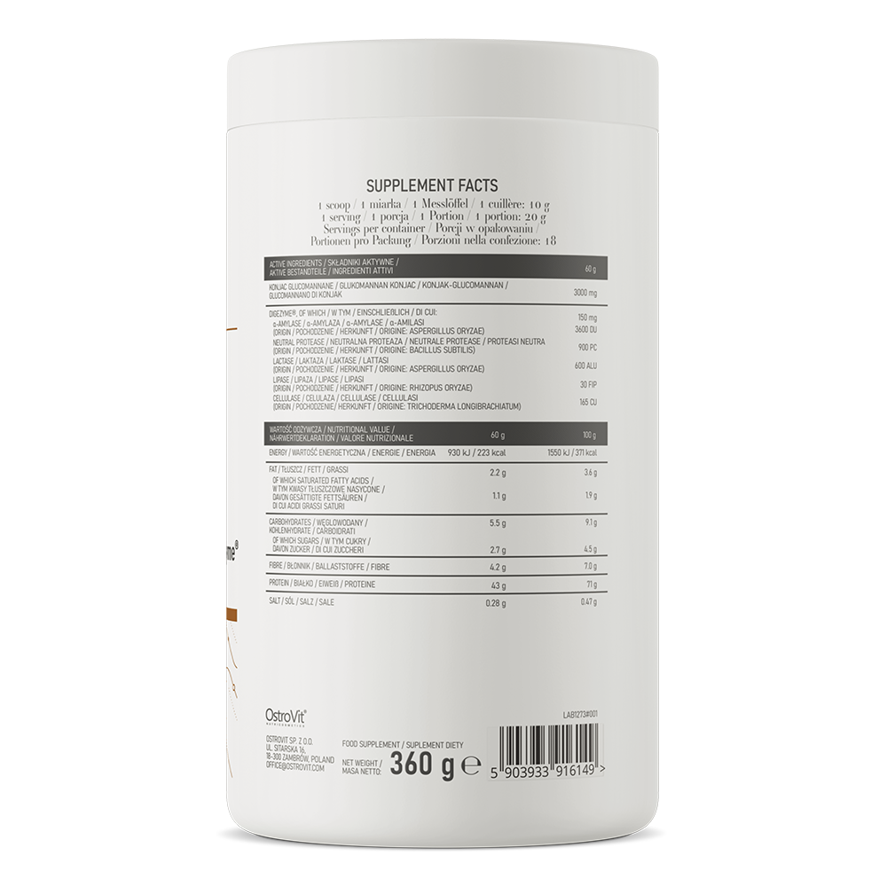 OstroVit Beauty Blend for Shape 360 g  kremet jordbær Proteinkilde, inneholder også konjak-glukomannan og DigeZyme®-kompleks