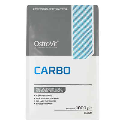 OstroVit Carbo 1000g Sitronsmak Karbohydrattilskudd med Sitronsmak, beriket med verdifulle ingredienser