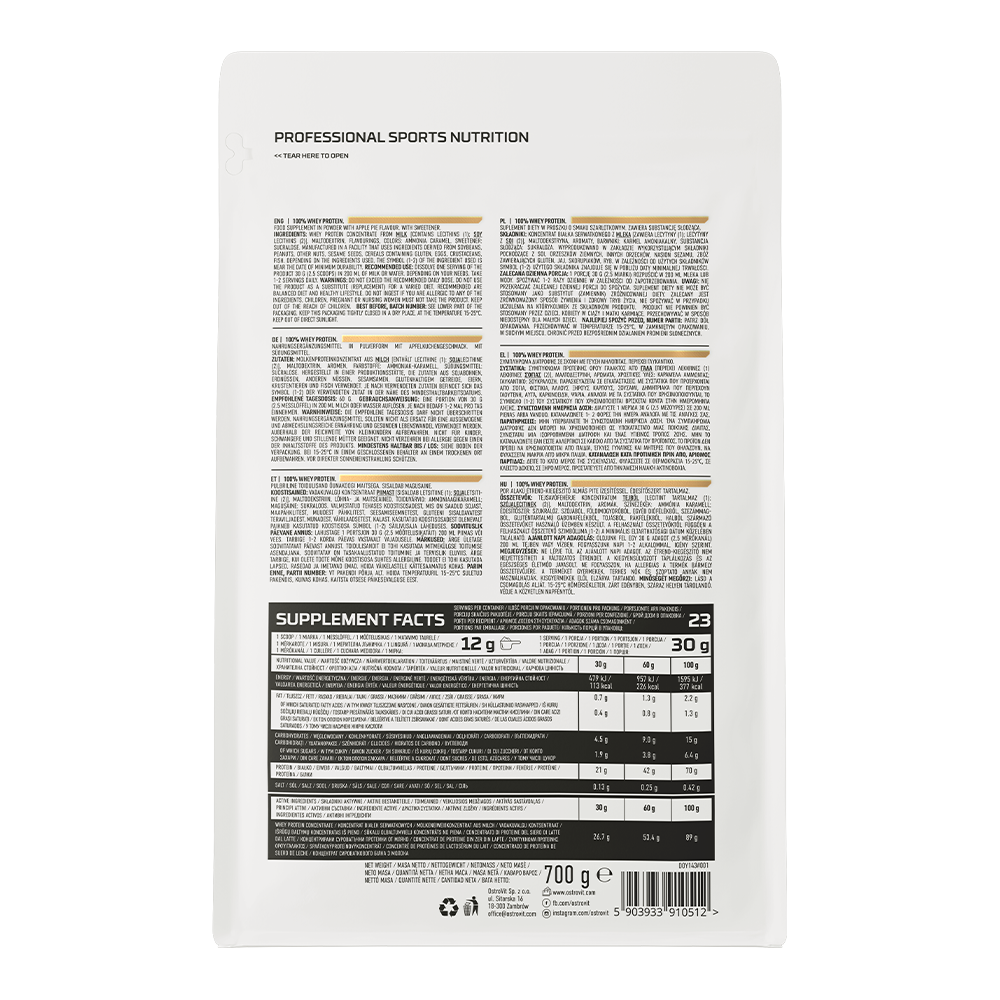 OstroVit 100% Whey Protein 700g Eplekake