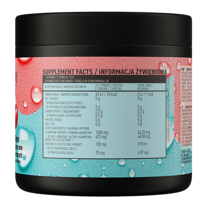 OstroVit Aqua Kick L-Carnitine 300g Vegansk produkt med L-karnitin­tartrat og ekstrakt av grønn te-blader.