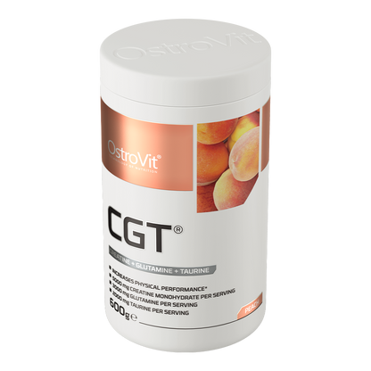OstroVit CGT 600g Fersken Vegansk produkt som inneholder kreatinmonohydrat, L-glutamin og taurin.