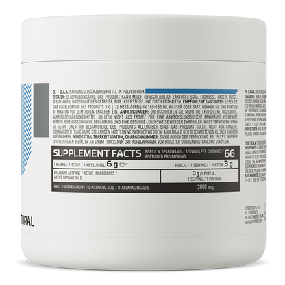 OstroVit D.A.A. 200g Naturlig Kosttilskudd med D-asparaginsyre – 3000 mg av virkestoffet per porsjon.