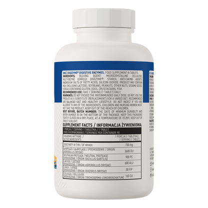 OstroVit Digezyme Fordøyelsesenzymer 90 tabletter Preparat som inneholder fordøyelsesenzymer i form av DigeZyme®-komplekset.