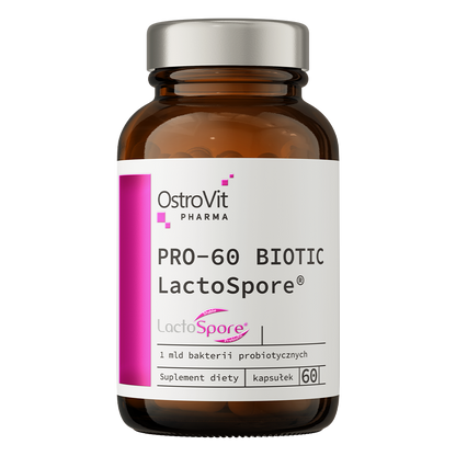 OstroVit Pharma PRO-60 BIOTIC LactoSpore 60 kapsler Vegansk kilde til levende bakteriekulturer Bacillus coagulans MTCC 5856 LactoSpore®