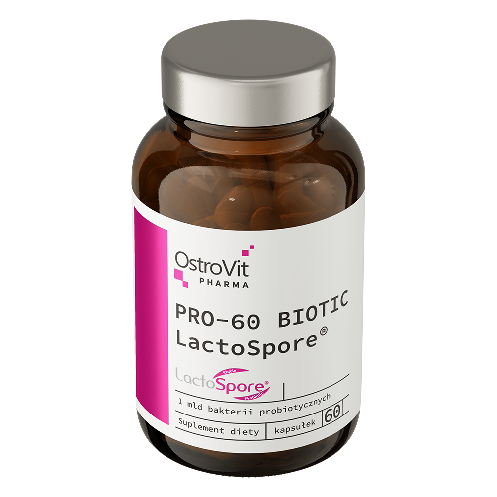 OstroVit Pharma PRO-60 BIOTIC LactoSpore 60 kapsler Vegansk kilde til levende bakteriekulturer Bacillus coagulans MTCC 5856 LactoSpore®