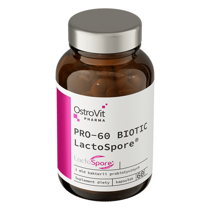 OstroVit Pharma PRO-60 BIOTIC LactoSpore 60 kapsler Vegansk kilde til levende bakteriekulturer Bacillus coagulans MTCC 5856 LactoSpore®